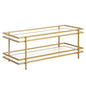 45" Gold Glass And Steel Coffee Table With Shelf