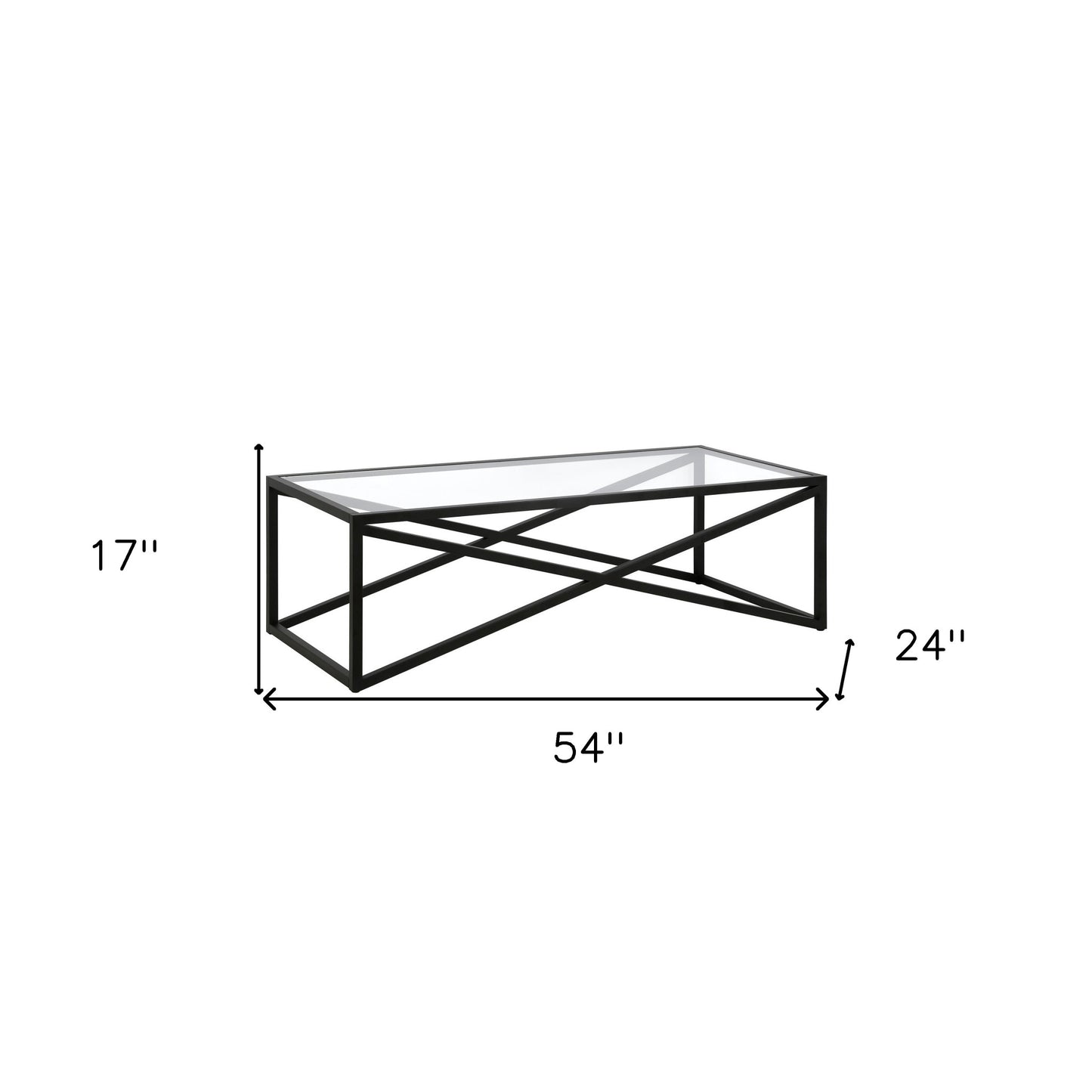 54" Black Glass And Steel Coffee Table