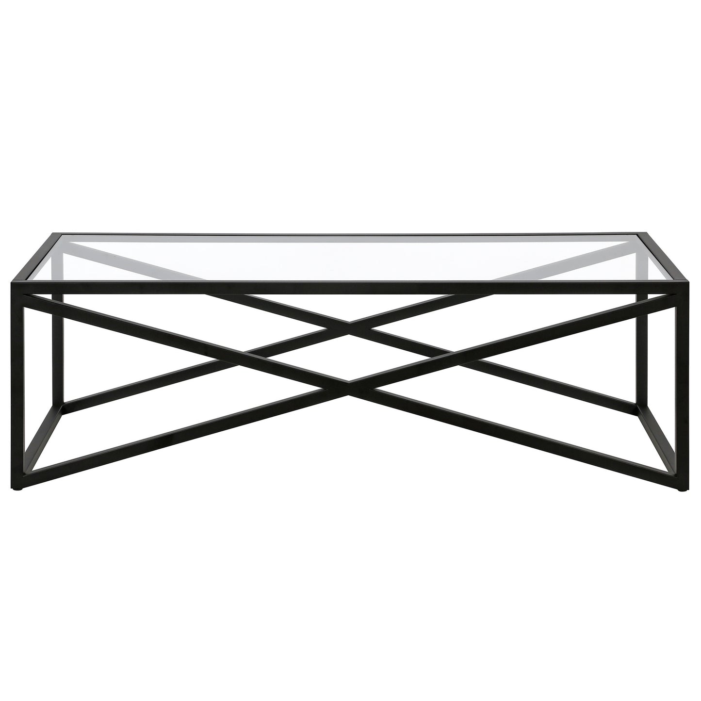 54" Black Glass And Steel Coffee Table