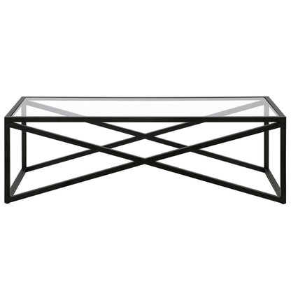 54" Black Glass And Steel Coffee Table