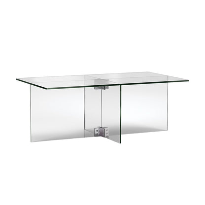 24" Clear Glass And Steel Coffee Table