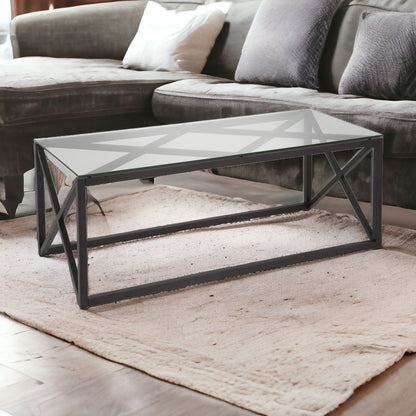 46" Black Glass And Steel Coffee Table