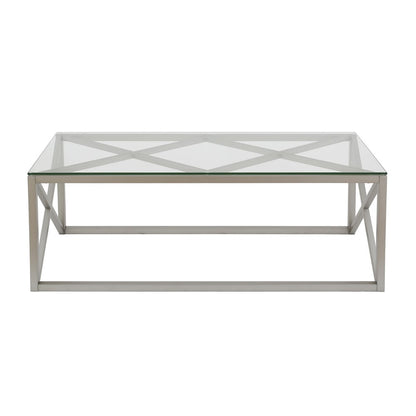 46" Silver Glass And Steel Coffee Table