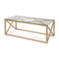 46" Gold Glass And Steel Coffee Table