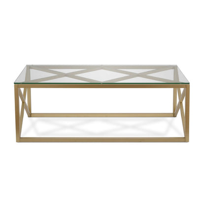 46" Gold Glass And Steel Coffee Table