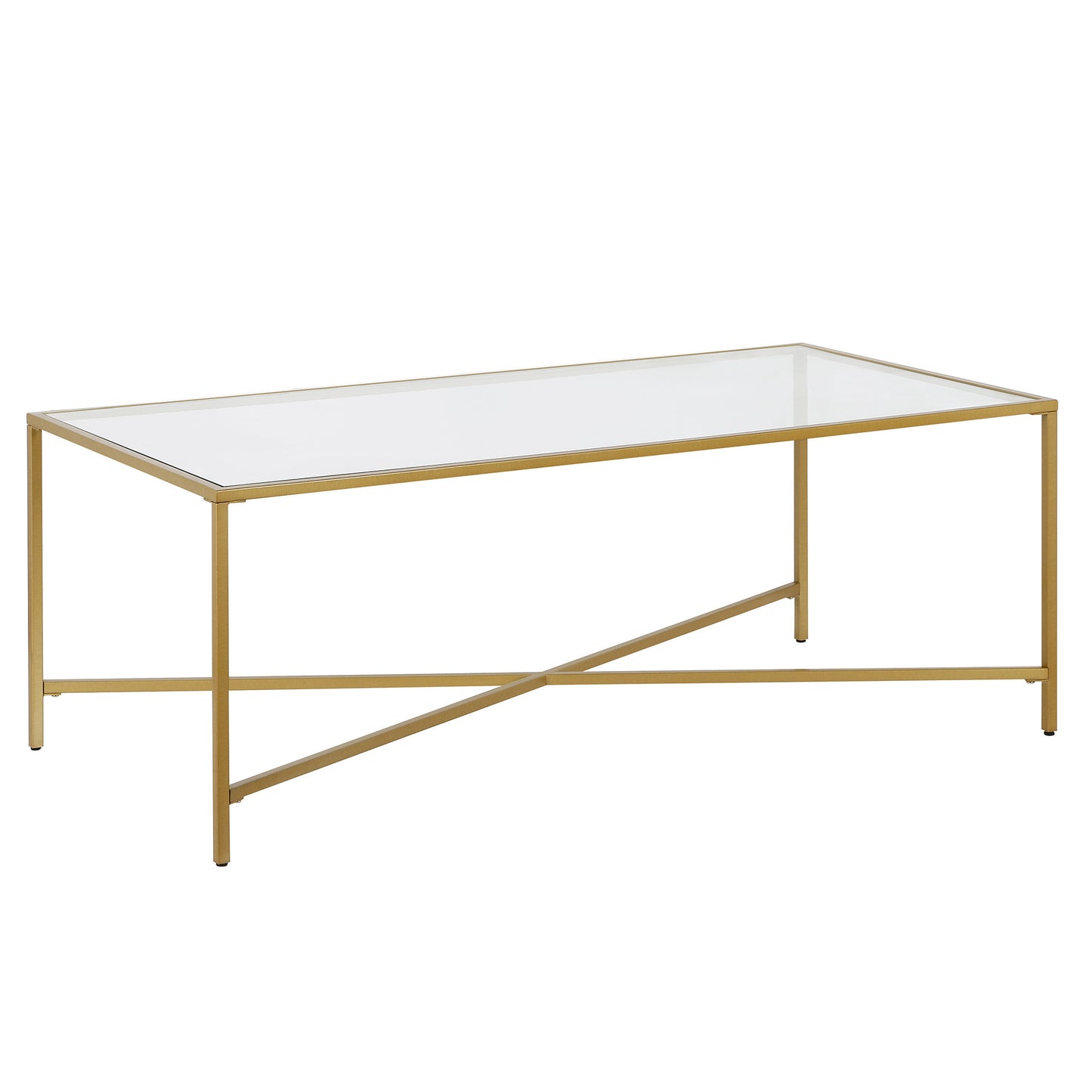 48" Gold Glass And Steel Coffee Table