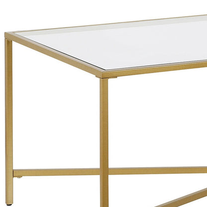 48" Gold Glass And Steel Coffee Table