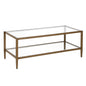 45" Clear And Antiqued Brass Glass And Metal Coffee Table With Shelf