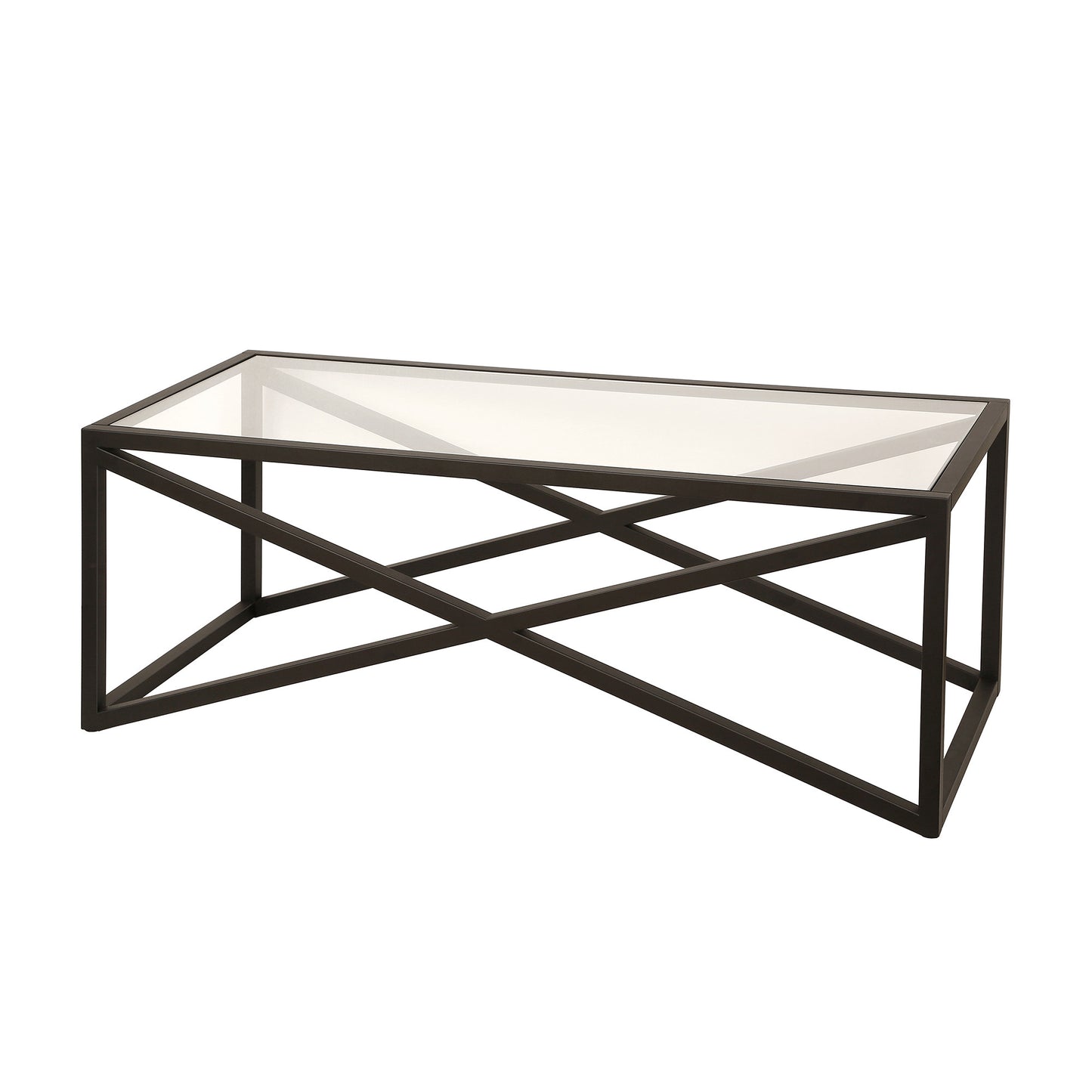 46" Black Glass And Steel Coffee Table