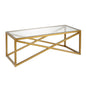 46" Gold Glass And Steel Coffee Table