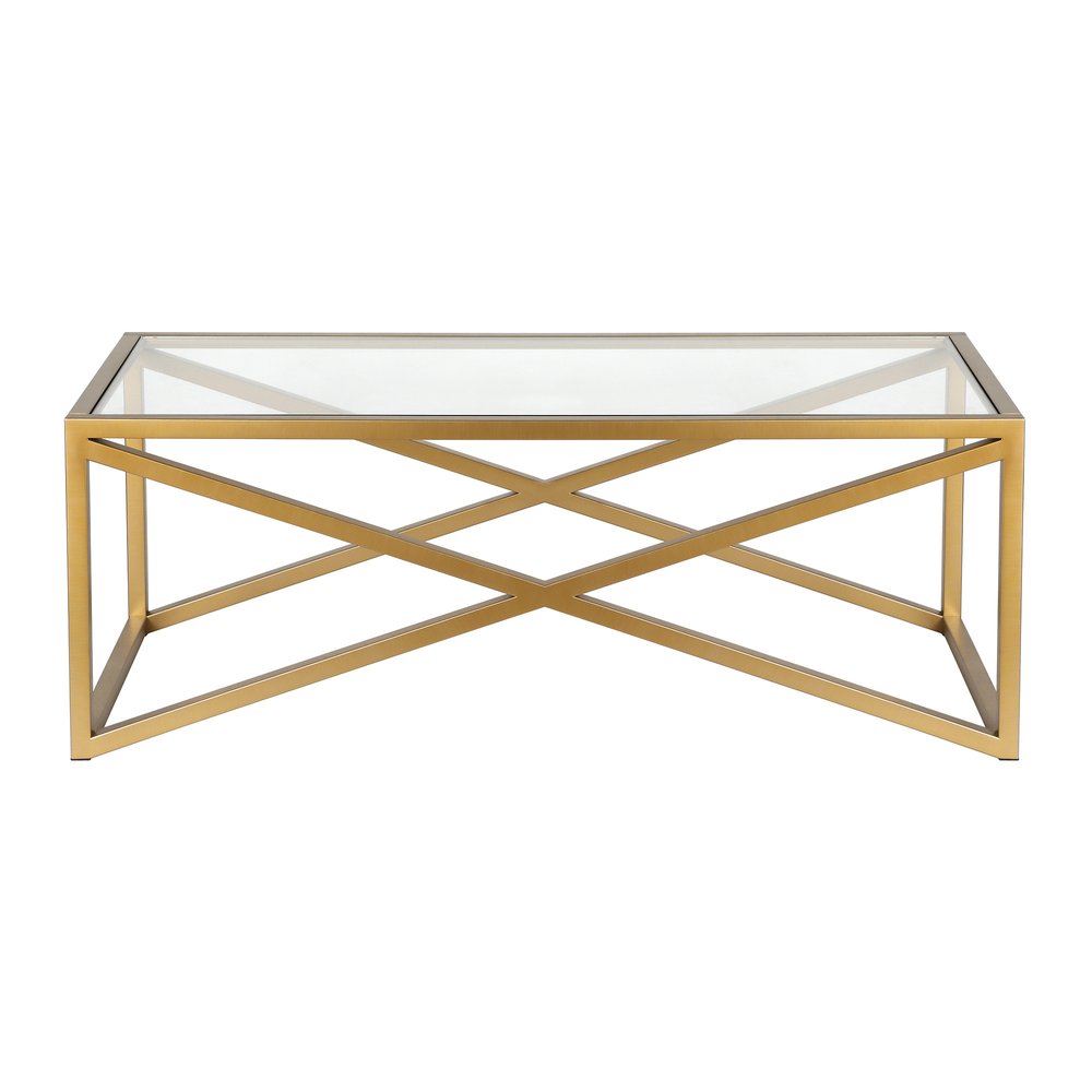 46" Gold Glass And Steel Coffee Table