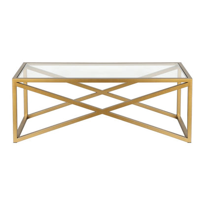 46" Gold Glass And Steel Coffee Table