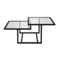 43" Black Glass And Steel Square Coffee Table With Two Shelves