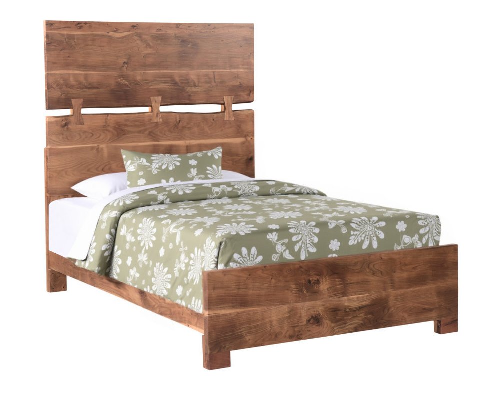 Chestnut Live Edge Solid Wood Queen Bed Frame