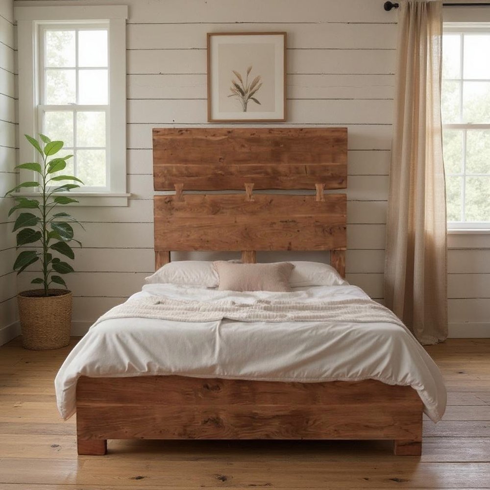 Chestnut Live Edge Solid Wood Queen Bed Frame