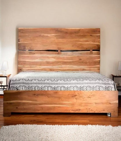 Live Edge Solid Wood King Brown Bed