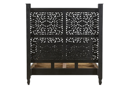 Black Distressed Solid Wood Queen Bed Frame