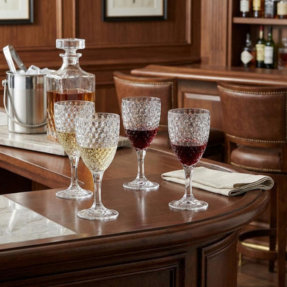 Set of Four Clear Diamond Acrylic Stemmed All Purpose Wine Glass
