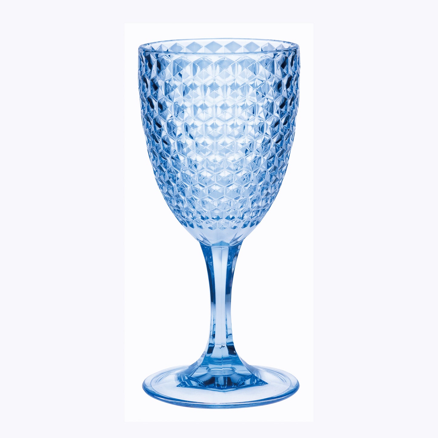 Set of Four Blue Diamond Acrylic Stemmed All Purpose Wine Glass