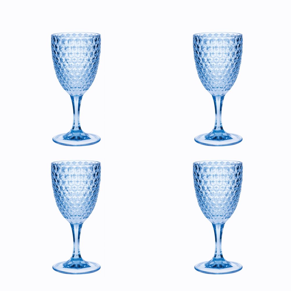 Set of Four Pink Diamond Acrylic Stemmed All Purpose Wine Glass