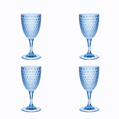 Set of Four Pink Diamond Acrylic Stemmed All Purpose Wine Glass