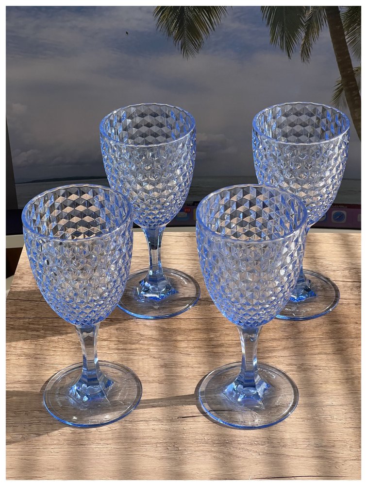 Set of Four Pink Diamond Acrylic Stemmed All Purpose Wine Glass
