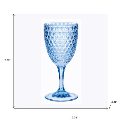 Set of Four Blue Diamond Acrylic Stemmed All Purpose Wine Glass