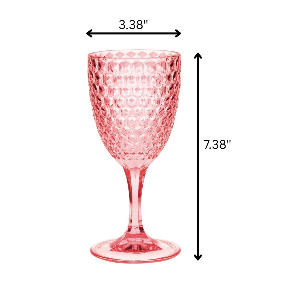 Set of Four Blue Diamond Acrylic Stemmed All Purpose Wine Glass