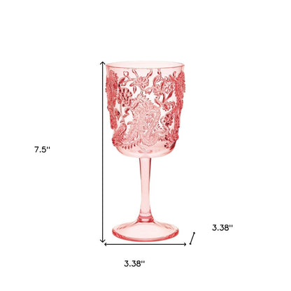 Set of Four Pink Paisley Acrylic Stemmed All Purpose Wine Glass