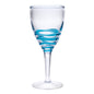 Set of Four Clear and Blue Swirl Acrylic Stemmed All Purpose Wine Glass