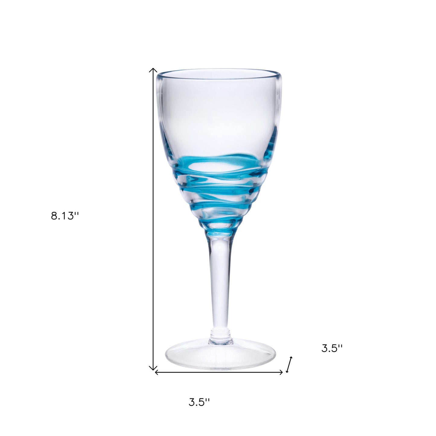 Set of Four Clear and Blue Swirl Acrylic Stemmed All Purpose Wine Glass