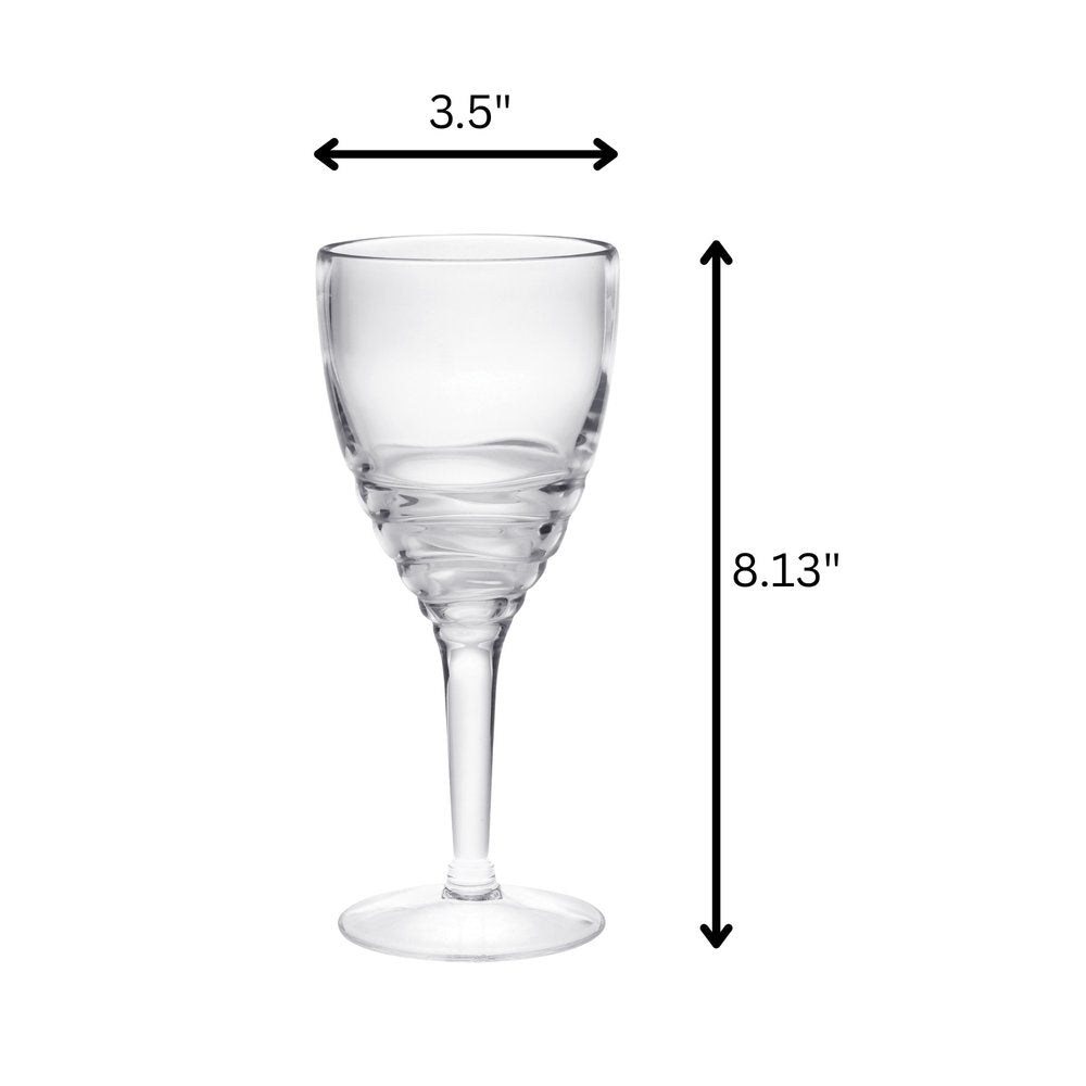 Set of Four Clear Swirl Acrylic Stemmed All Purpose Wine Glass