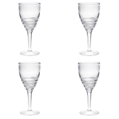 Set of Four Clear Swirl Acrylic Stemmed All Purpose Wine Glass