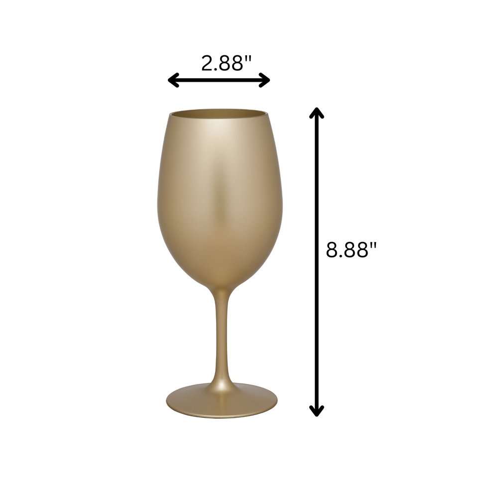 Set of Four Gold Acrylic Stemmed All Purpose Wine Glass