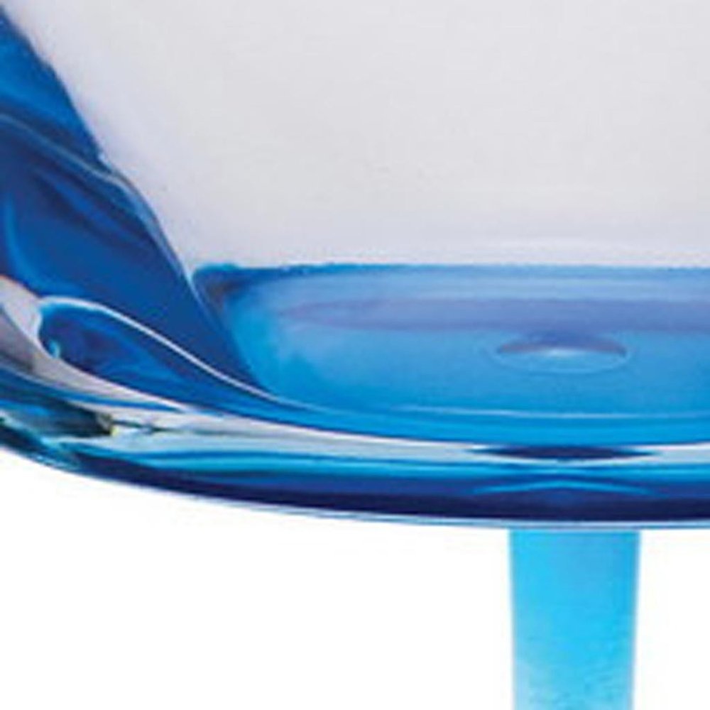 Set of Four Clear and Blue Acrylic Stemmed All Purpose Wine Glass
