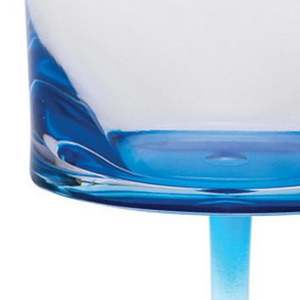 Set of Four Clear and Blue Acrylic Stemmed All Purpose Wine Glass
