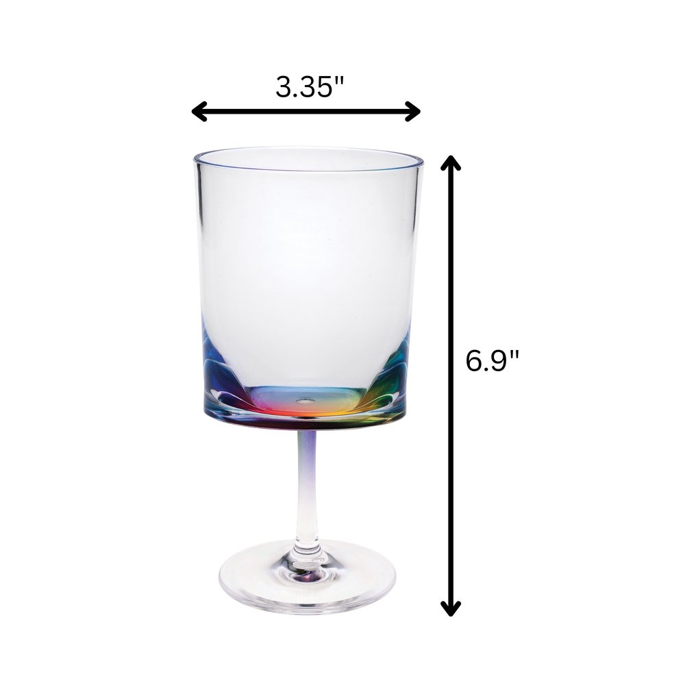 Set of Four Clear and Blue Acrylic Stemmed All Purpose Wine Glass
