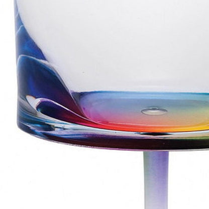 Set of Four Clear and Blue Acrylic Stemmed All Purpose Wine Glass