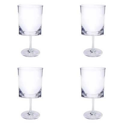 Set of Four Clear Acrylic Stemmed All Purpose Wine Glass