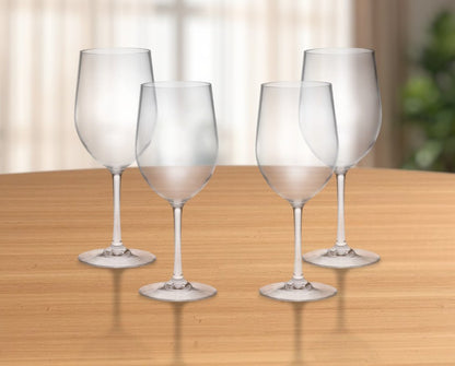 Set of Four Clear Tritan Plastic Stemmed All Purpose Wine Glass