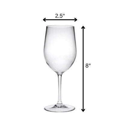Set of Four Clear Tritan Plastic Stemmed All Purpose Wine Glass