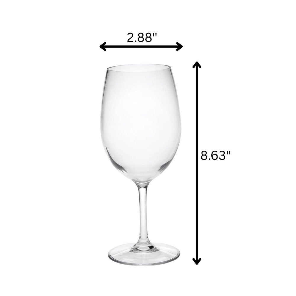 Set of Four Clear Tritan Plastic Stemmed All Purpose Wine Glass
