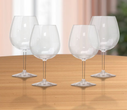 Set of Four Clear Tritan Plastic Stemmed All Purpose Wine Glass