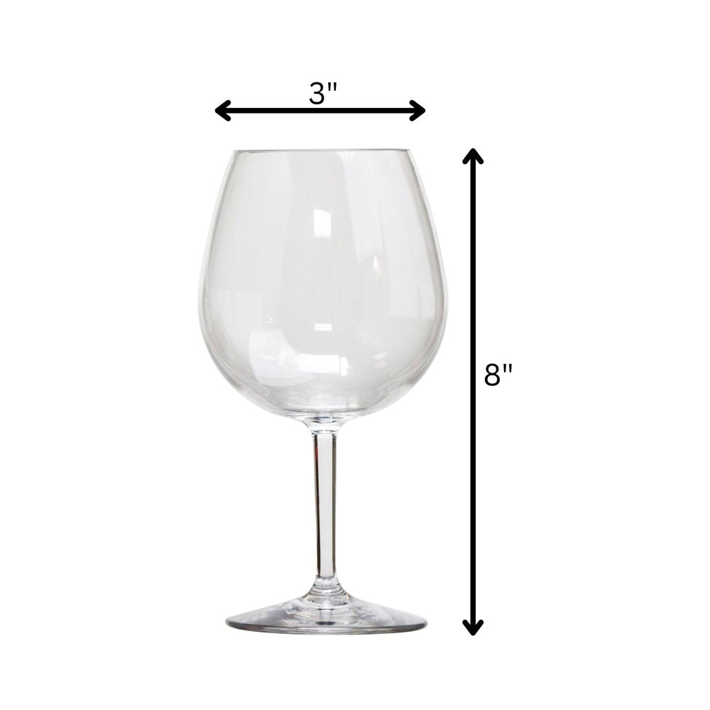 Set of Four Clear Tritan Plastic Stemmed All Purpose Wine Glass