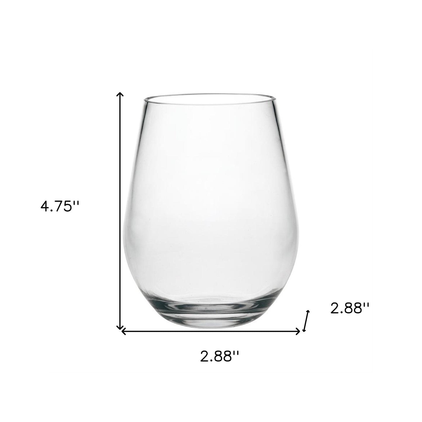 Set of Four Clear Tritan Plastic Stemless All Purpose Wine Glasses