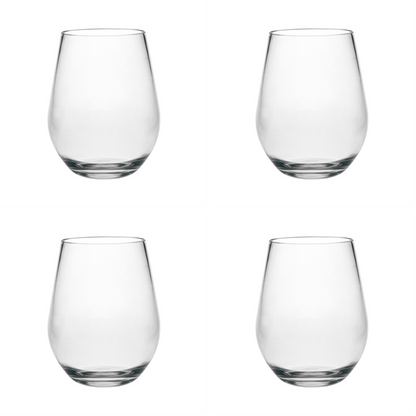 Set of Four Clear Tritan Plastic Stemless All Purpose Wine Glasses