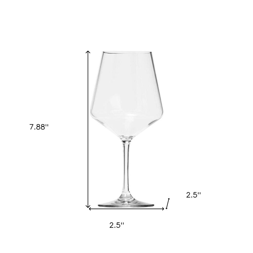 Set of Four Clear Tritan Plastic Stemmed All Purpose Wine Glasses
