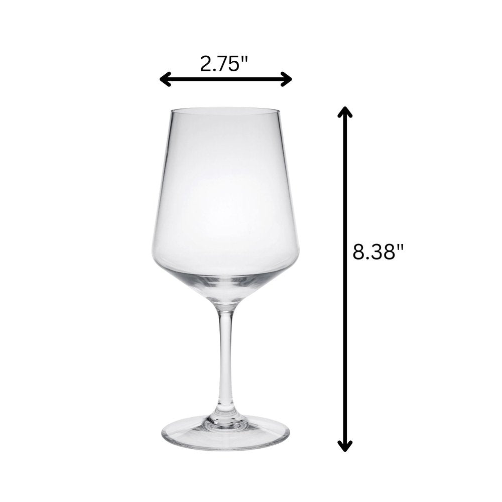 Set of Four Clear Tritan Plastic Stemmed All Purpose Wine Glasses