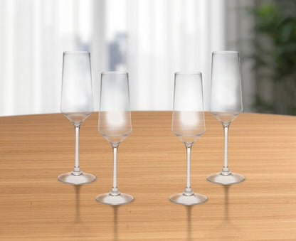 Set of Four Clear Tritan Plastic Stemmed Flutes