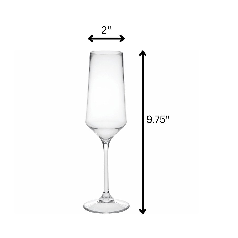 Set of Four Clear Tritan Plastic Stemmed Flutes